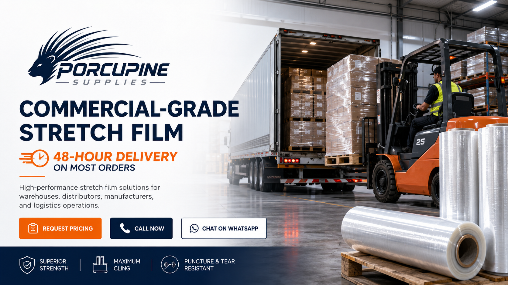 Loading truck with wrapped pallets ready to ship